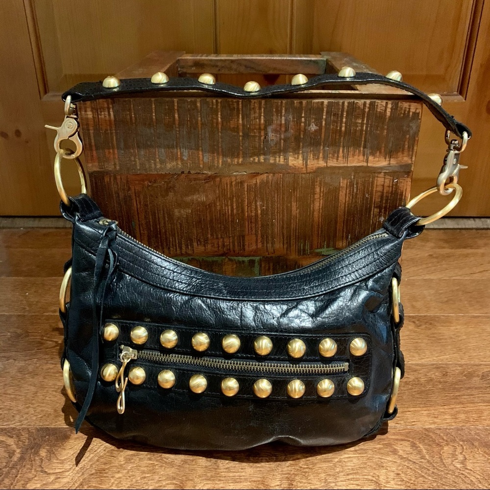 Black leather studded JLo purse